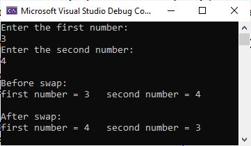 c sharp swap two numbers