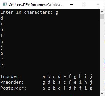 c binary tree program