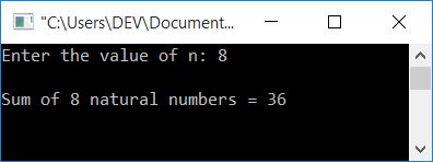 add n natural numbers c