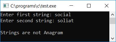 c program to check anagram or not