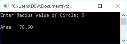 area of circle in c