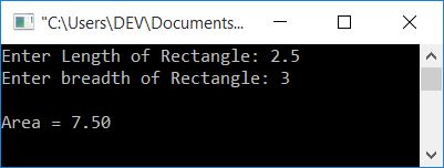 area of rectangle program c