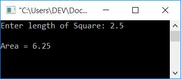 area of square in c