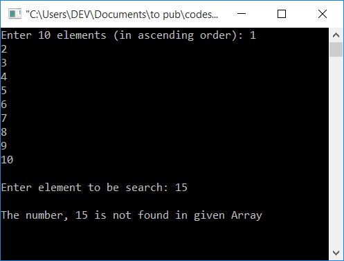 binary search in c