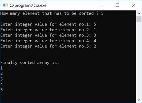 bubble sort c program using function