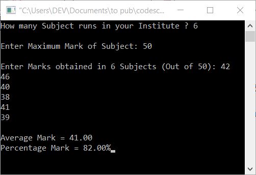 c average percentage mark