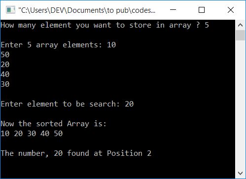 c binary search example