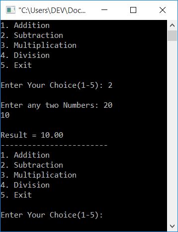 c calculator program