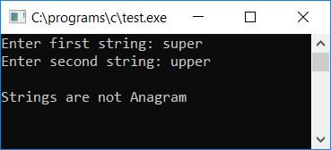 c check anagram or not