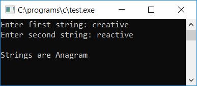 c check string anagram not