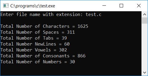 c count vowels in file