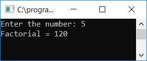 c factorial using recursive function