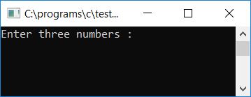 c find smallest among three numbers