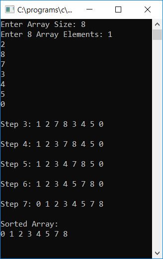 c insertion sort program