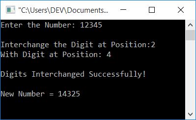 c interchange digit of number