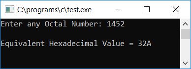 c octal to hexadecimal