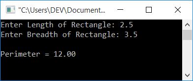 c perimeter of rectangle program