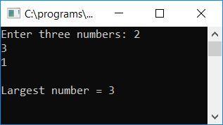 c print largest of three numbers