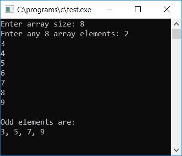 c print odd array elements