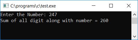 c print sum of digit and number