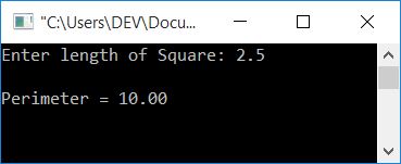 c program area perimeter square