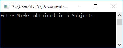 c program average percentage marks