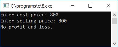 c program calculate profit loss