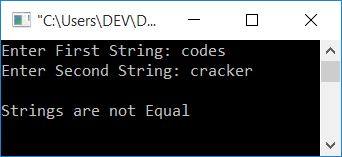 c program compare two strings