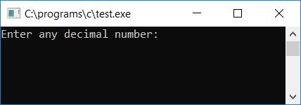 c program convert decimal to binary