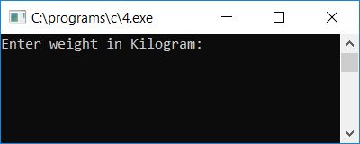 c program convert kilogram to gram