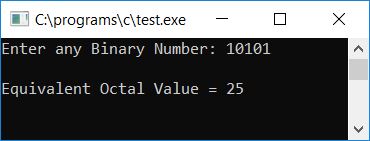 c program convert binary to octal