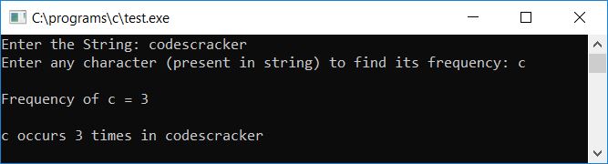 c program find frequency of character