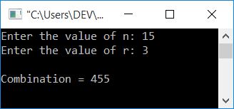 c program find ncr