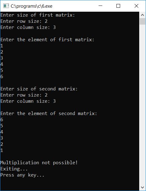 c program matrix multiplication