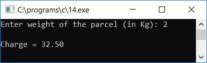 c program print parcel charge