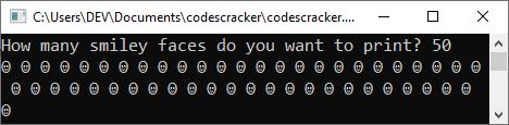 c program print smiling face