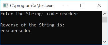 c program to reverse string