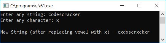 c replace all vowels with character in string