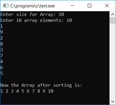 c selection sort