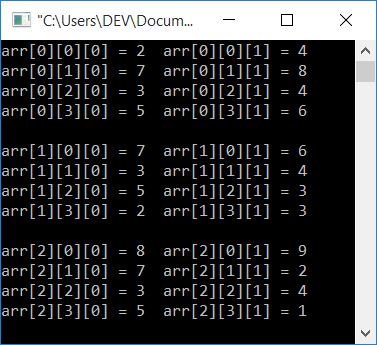 c three dimensional array program