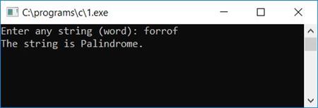 check palindrome string c program