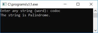 check string palindrome c program