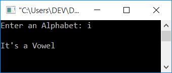 program to check vowel c