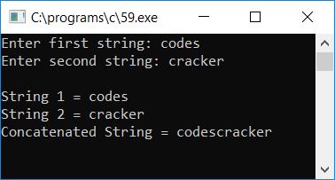 concatenate string without library c