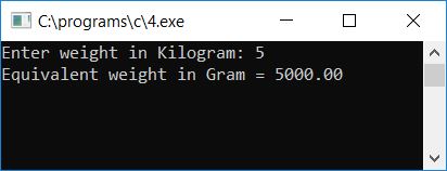 convert kilogram to gram c