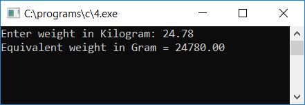 convert kilogram to gram program c