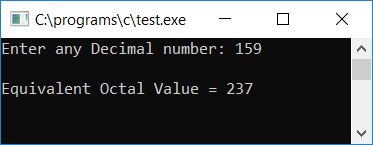 decimal to octal in c