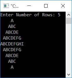 diamond pattern of alphabets