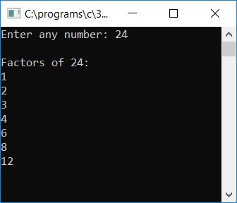 find factors of given number c