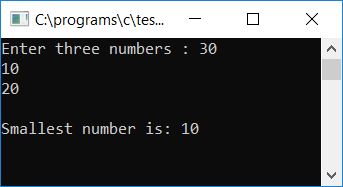 find smallest of three numbers c